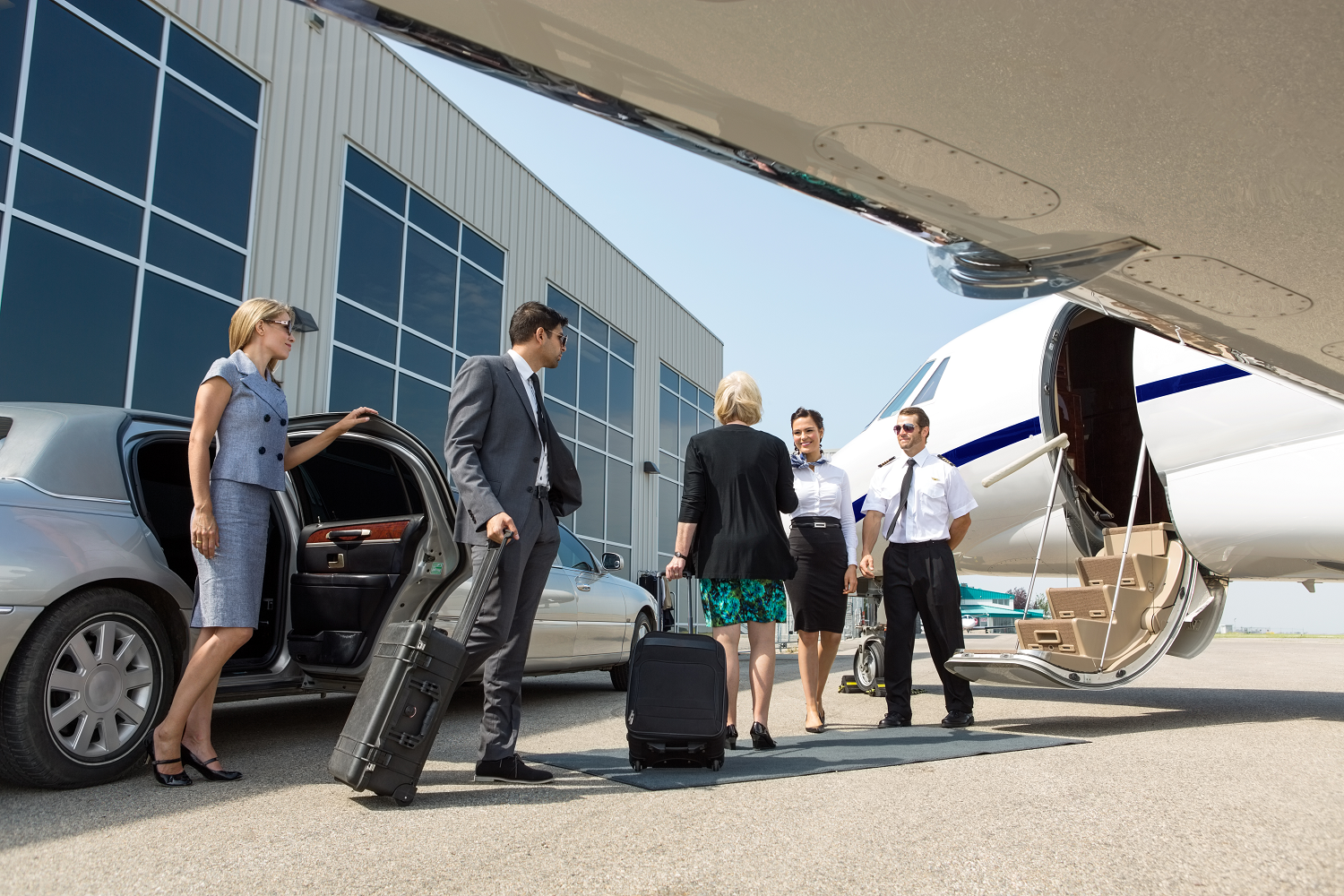 People boarding jet